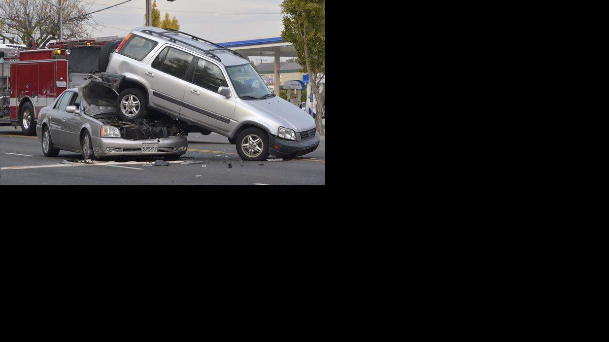 
Scene of a crash on McHenry Avenue just south of Rumble Road on Tuesday. No major injuries were reported. 
