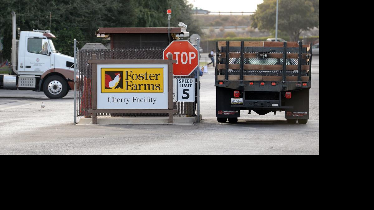 
Entrance to the Foster Farms processing plant on Cherry Avenue in southwest Fresno, one of two Foster Farms plants in the city.
