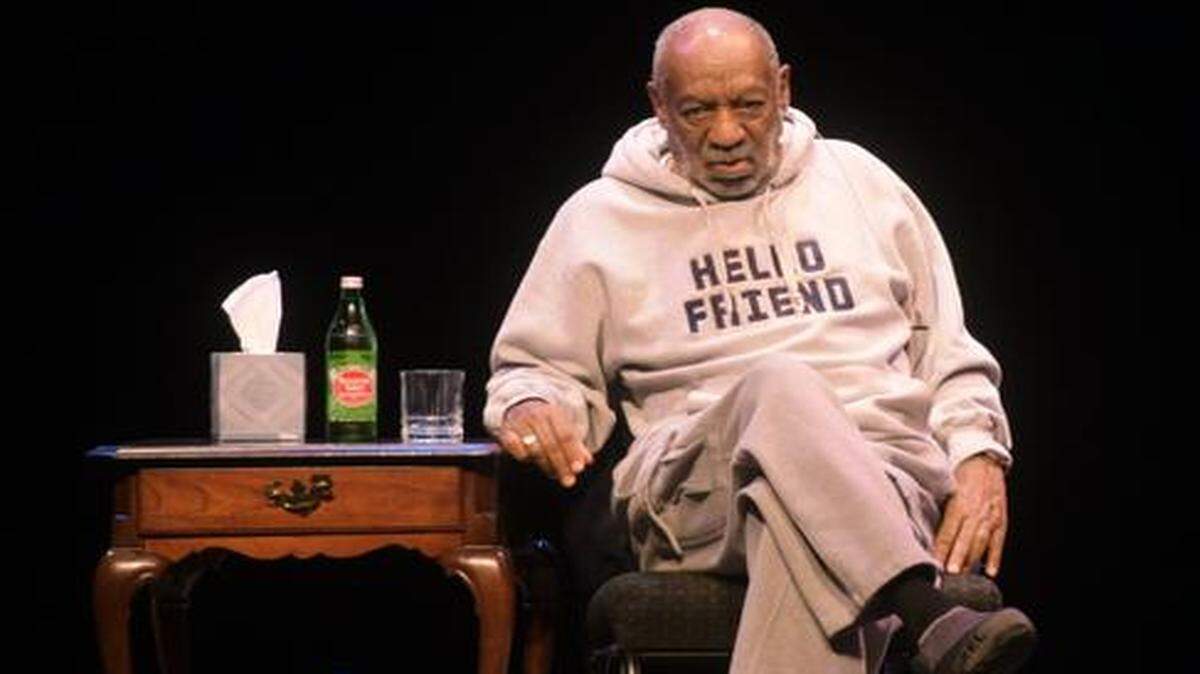 
Wearing a white hoodie with the words “Hello Friend,” Bill Cosby performs Sunday at the Turlock Community Theatre.
