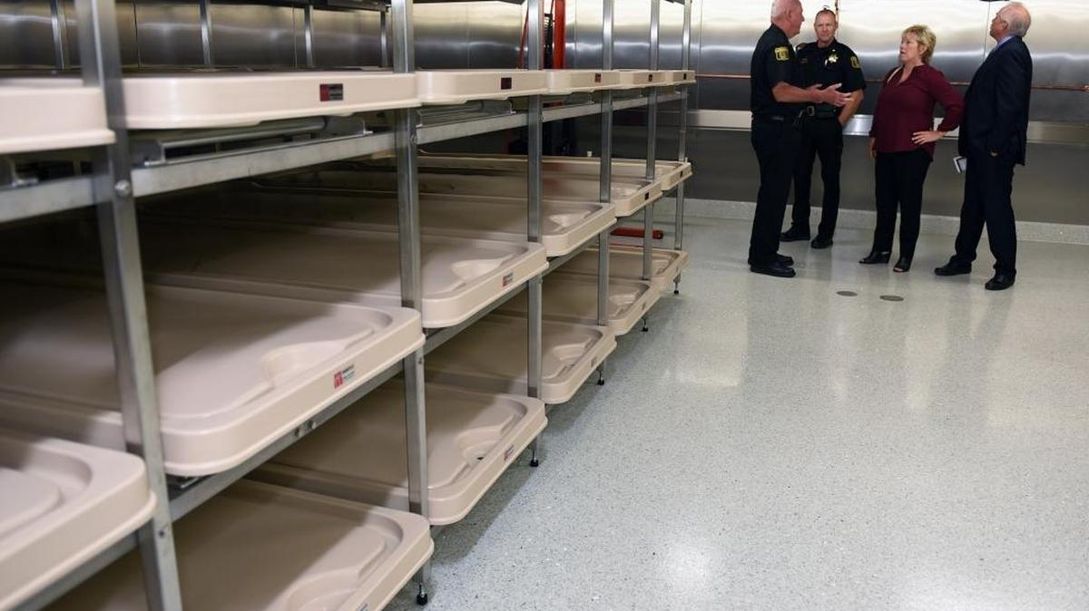 People tour the new Stanislaus County Coroner’s Office on Tuesday, Oct. 6, 2015, in Modesto. County officials had a presentation and gave tours to show off their new state-of-the-art facility.
