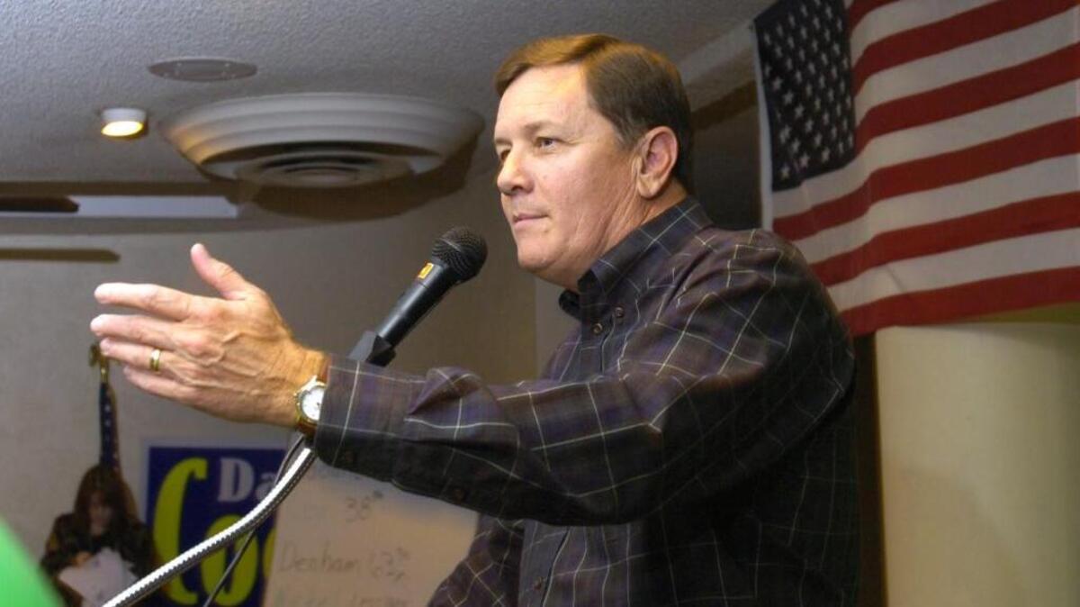 California State Senator-elect Dave Cogdill makes comments during a Republican election party at the S.O.S. Club in Modesto in 2006.