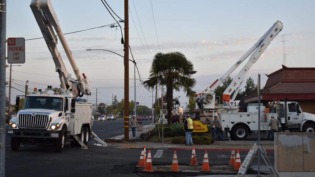 Several businesses and residences remained without power the morning of Tuesday, Oct. 17, 2017, after a hit-and-run crash on McHenry Avenue at Bowen Avenue the night before took out a power pole