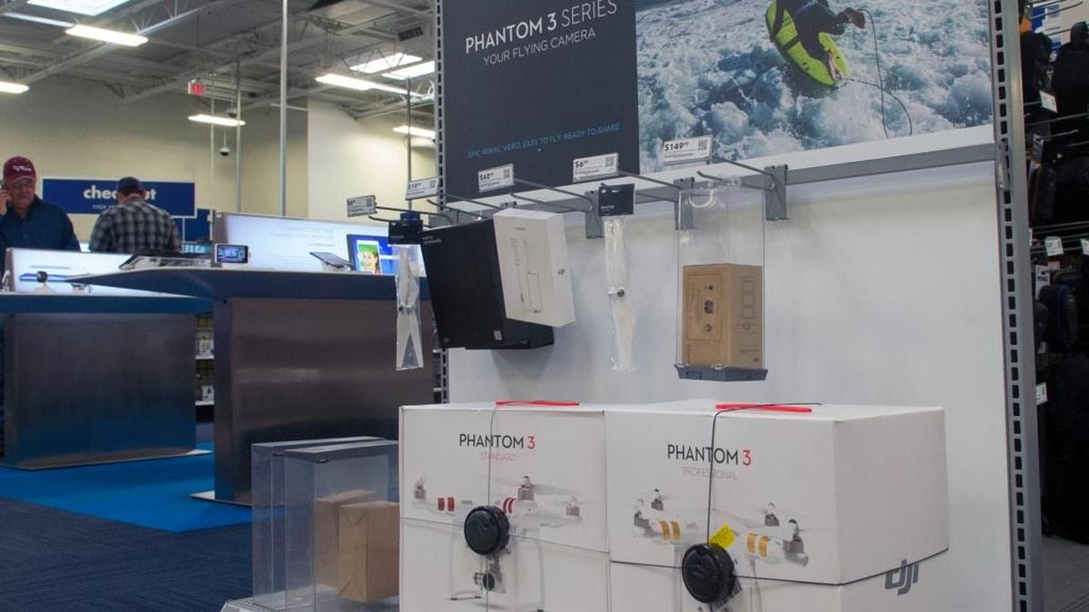 
DJI Phantom Drones for sale at Best Buy in Riverbank California on October 19, 2015.
