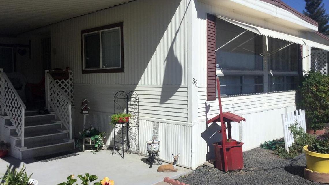Geraldine Dumolt's home at Silverwood Mobile Home Park in Modesto, Calif is pictured (10-06-17). Dumolt, 81, said she was shocked when her recent property tax bill was $145.56, which was several times more than recent bills.