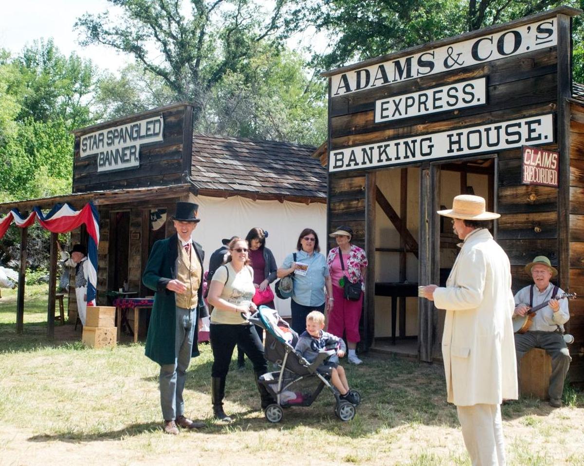 The banking house and gambling hall at the Columbia Diggins Tent Town 1852 at Columbia State Historic Park are pictured in 2015.