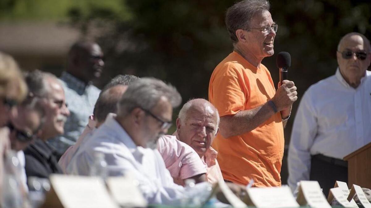 
Mayor Garrad Marsh speaks on Measure I during a forum for Modesto’s mayoral and council candidates at Graceada Park in Modesto, Calif., on Friday, Sept. 26, 2015.
