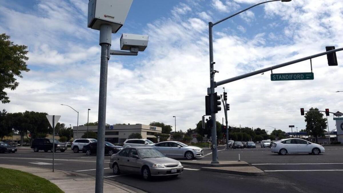 A red light camera is pictured Monday, May 23, 2016, at Standiford Avenue and Sisk Road in Modesto, Calif. A decision will soon be made on what to do with the cameras that have been turned off for the past two years.