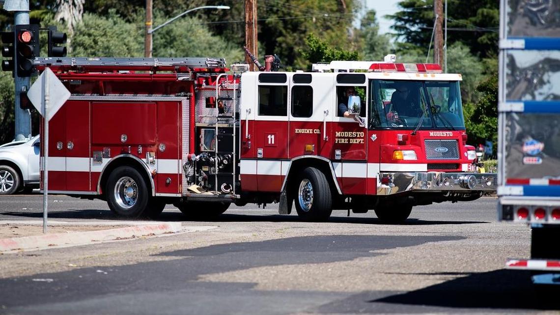 Modesto’s Engine No. 11 is back in service for the first times since it was eliminated in a 2011 budget reduction. The truck is on the road Friday, April 21, 2017.