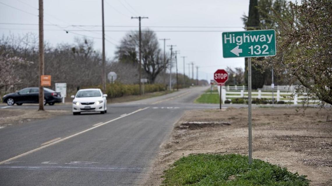 State Highway 132 sign on Kansas Avenue directing traffic to North Dakota Avenue in West Modesto, Calif., on Saturday, March 10, 2018.