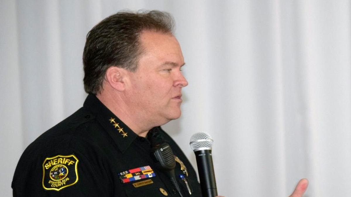 Sheriff Adam Christianson talks at a Latino Community Roundtable luncheon Thursday, Jan. 14, 2016, in Modesto about his trip to Israel in November to learn about Israeli national security.