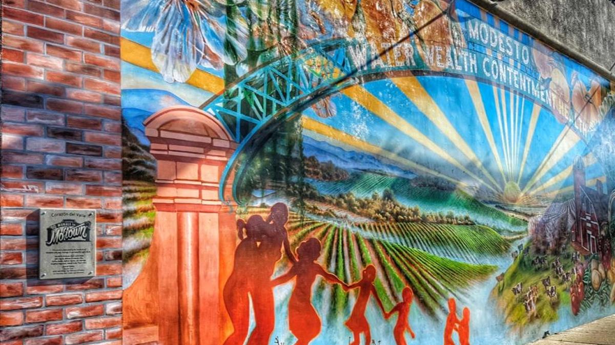 The Explore Modesto 2017 Calendar features local artwork and photography that celebrates the city, such as this photo of a mural.