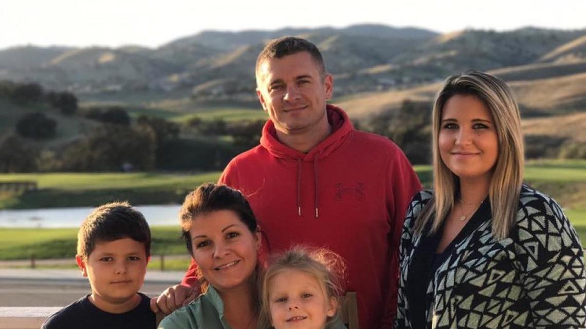 Jason Williams is pictured with his wife and children in this photograph posted on the fundraising site gofundme.com.
