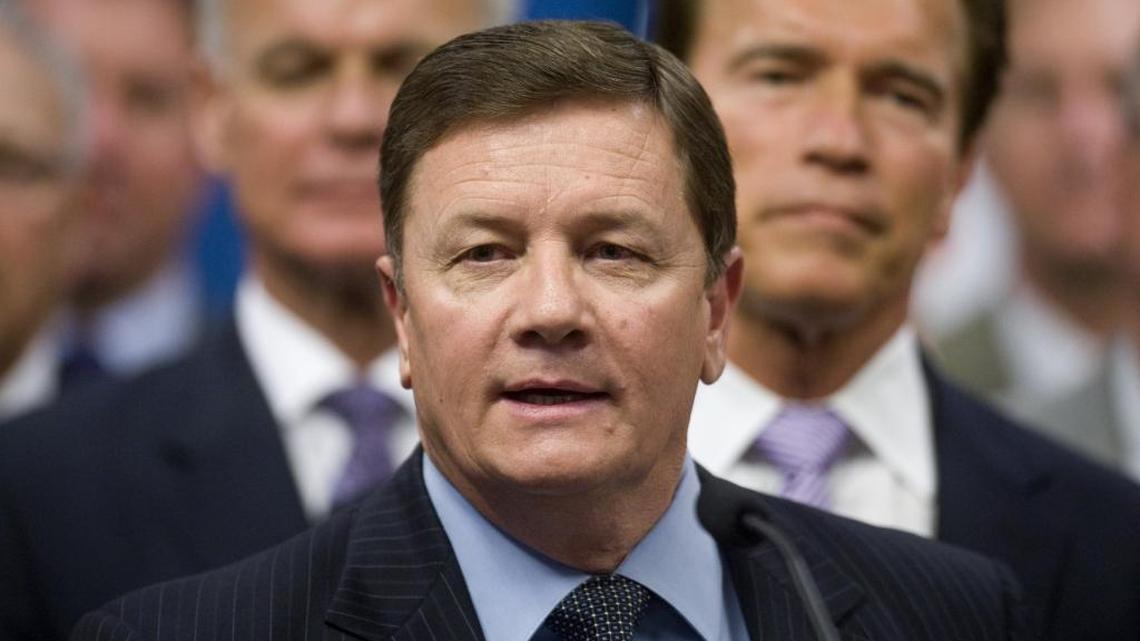 Senator Dave Cogdill, R-Modesto, speaks at a press conference that Gov. Arnold Schwarzenegger, held at his office in November 2009, to announce the passage of water bills by the Senate and Assembly in Sacramento, Calif.