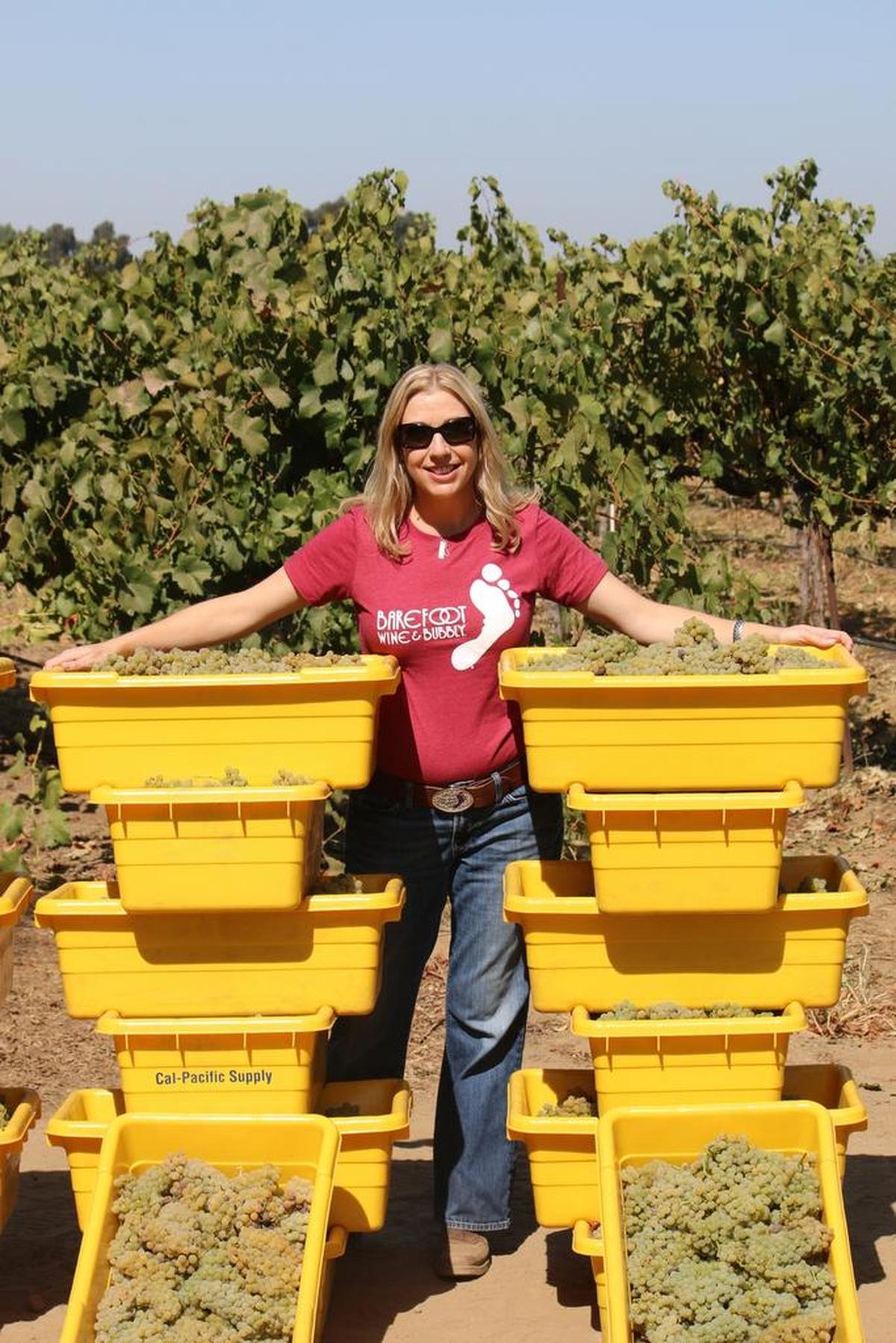 Jennifer Wall, pictured in 2015, is head winemaker for the Barefoot line at E.&J. Gallo Winery in Modesto, Calif.