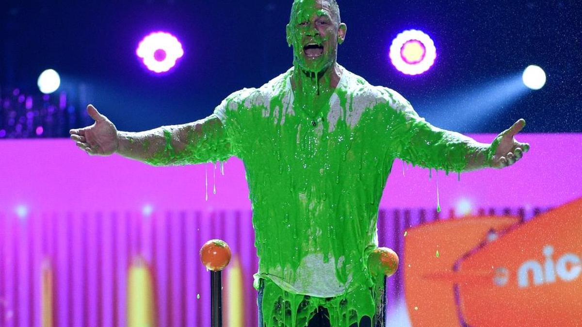 Host John Cena reacts to getting slimed at the Kids' Choice Awards earlier this year. Orchard Supply Hardware is offering a free “Make Your Own Slime” event at all its stores July 29.