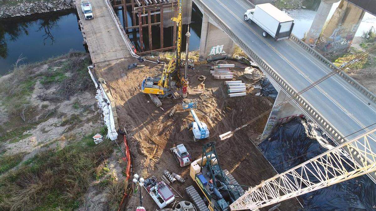 The bridge project on Santa Fe Avenue in Hughson, Calif. over the Tuolumne River is pictured Thursday, Nov. 29, 2017.