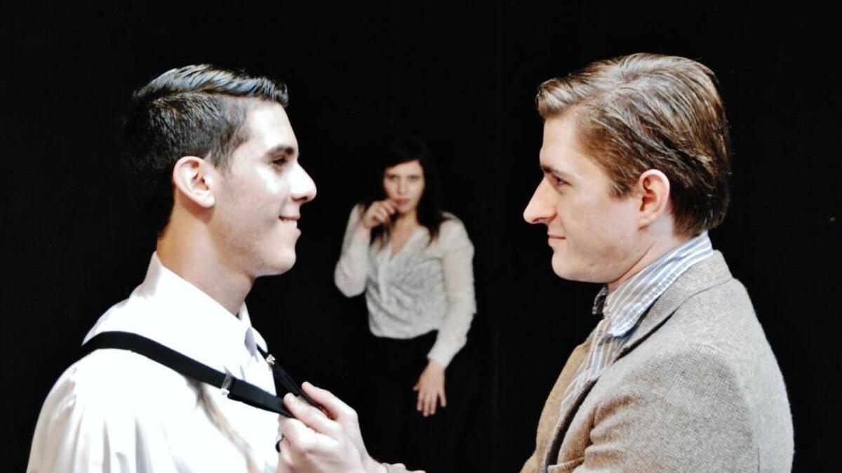Center Stage Conservatory presents the play “31 Pine Street,” featuring Daniel Medina, left, and Daniel James Moody. In the background is Traci Sprague.