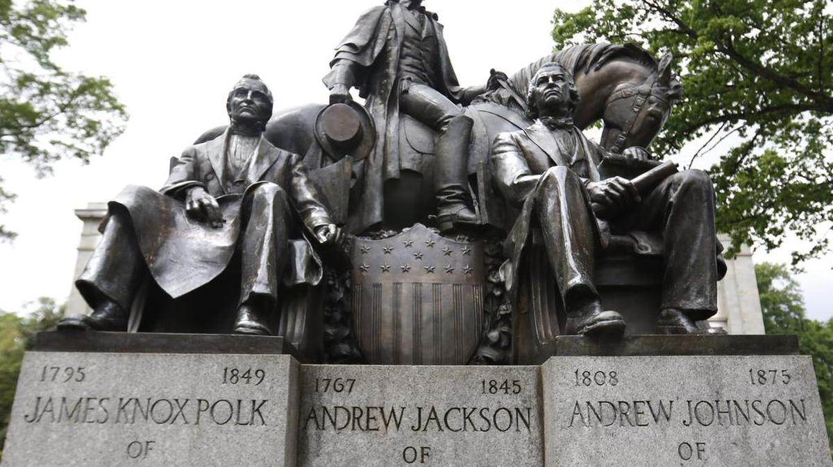 President Andrew Jackson’s statue, center, resides on the NC State Capitol grounds. He is the answer to one of the questions in this quiz.