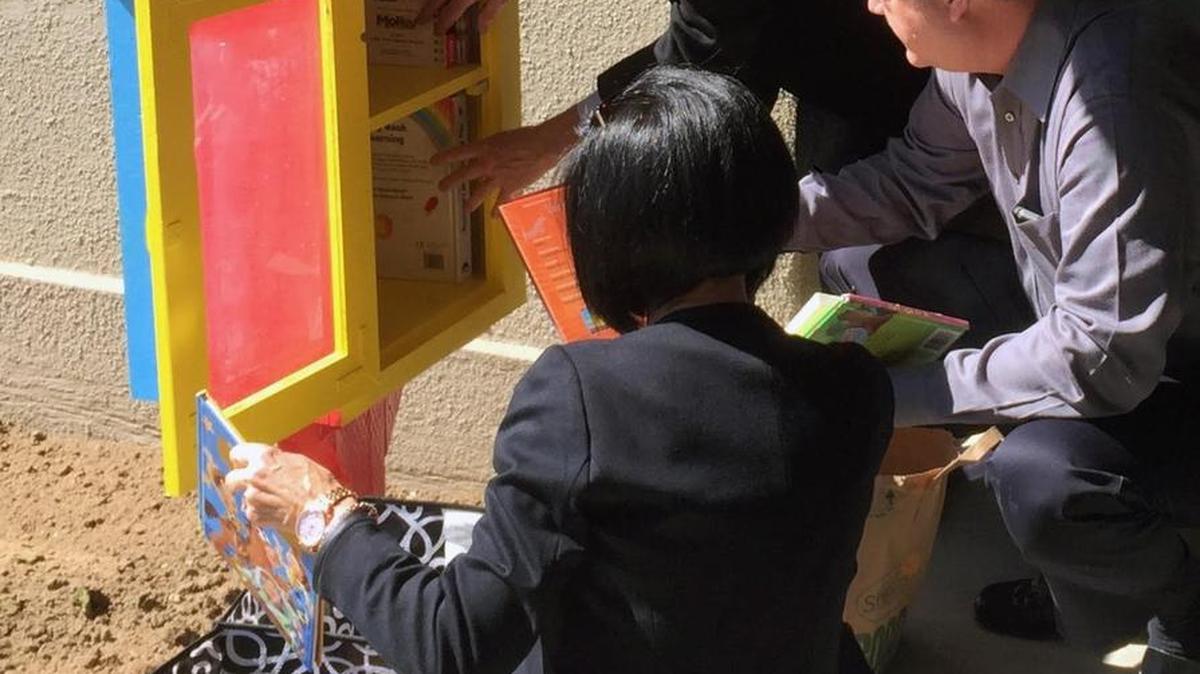 The Stanislaus Community Foundation is deeply involved in various projects around Stanislaus County, including the Little Free Library project. This one – built by the students at the Stanislaus Military Academy and stocked with books by the Modesto Rotary – was installed at Orville Wright Elementary School in March.