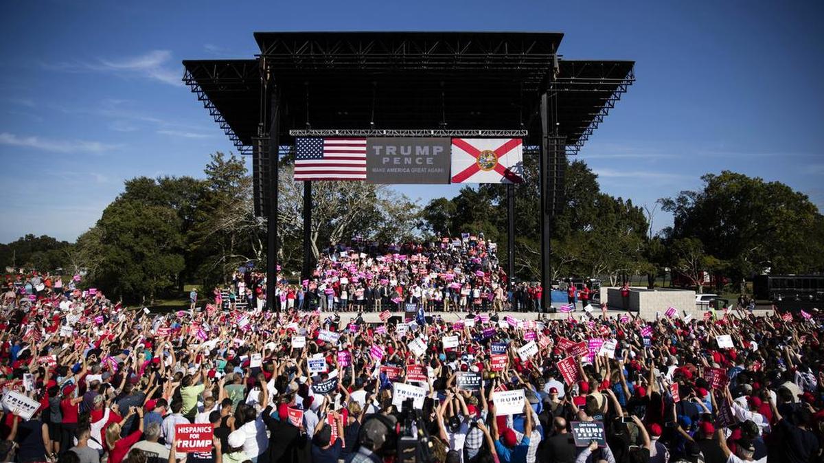 Republican presidential candidate Donald Trump speaks during a campaign stop in Orlando, Fla.