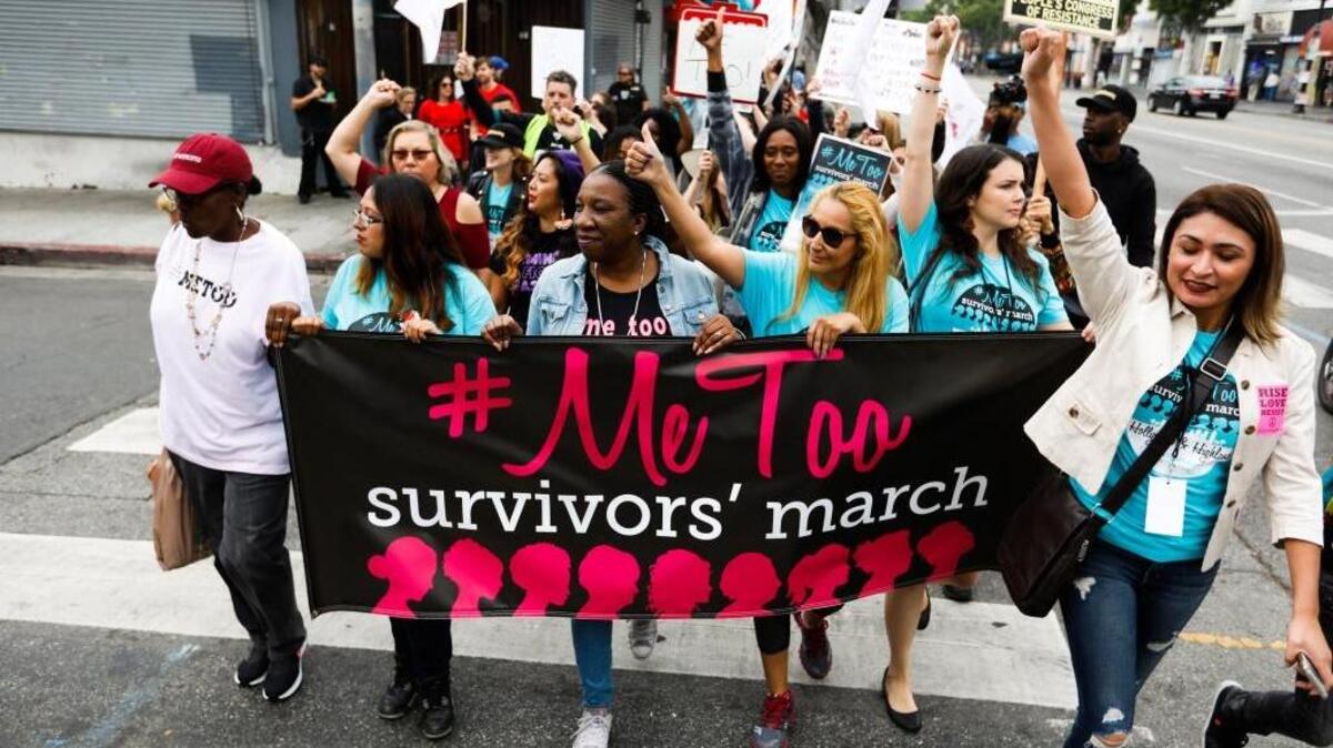 Sexual assault survivors in Los Angeles take part in the #MeToo Survivors March against sexual abuse in November. As a reckoning over sexual harassment sweeps the country, leaders in business, academia and other walks of life are pushing to sustain the momentum and ensure a lasting cultural change.