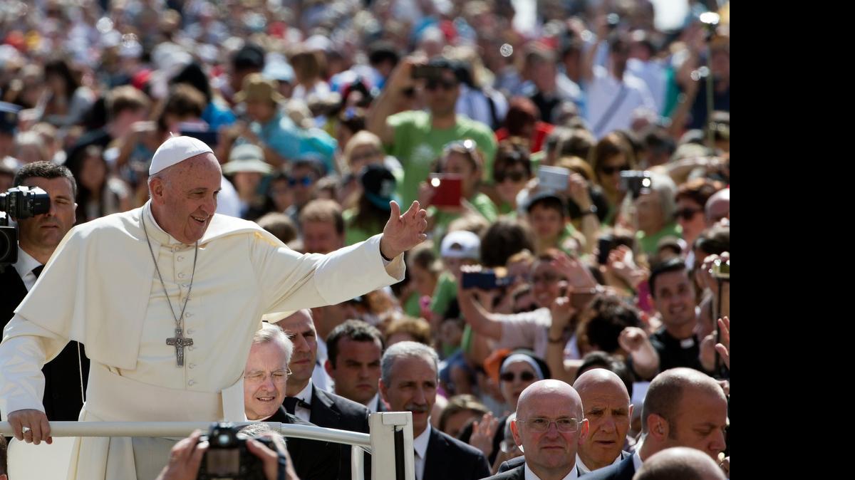 
Pope Francis waves as he arrives for his weekly general audience in St. Peter’s Square at the Vatican on Wednesday. The pope has pleaded for mankind to take better care of the planet and conserve its natural resources. Many Central Valley farmers, exercising good stewardship, are already doing what at least one man of God thinks they should be doing. 
