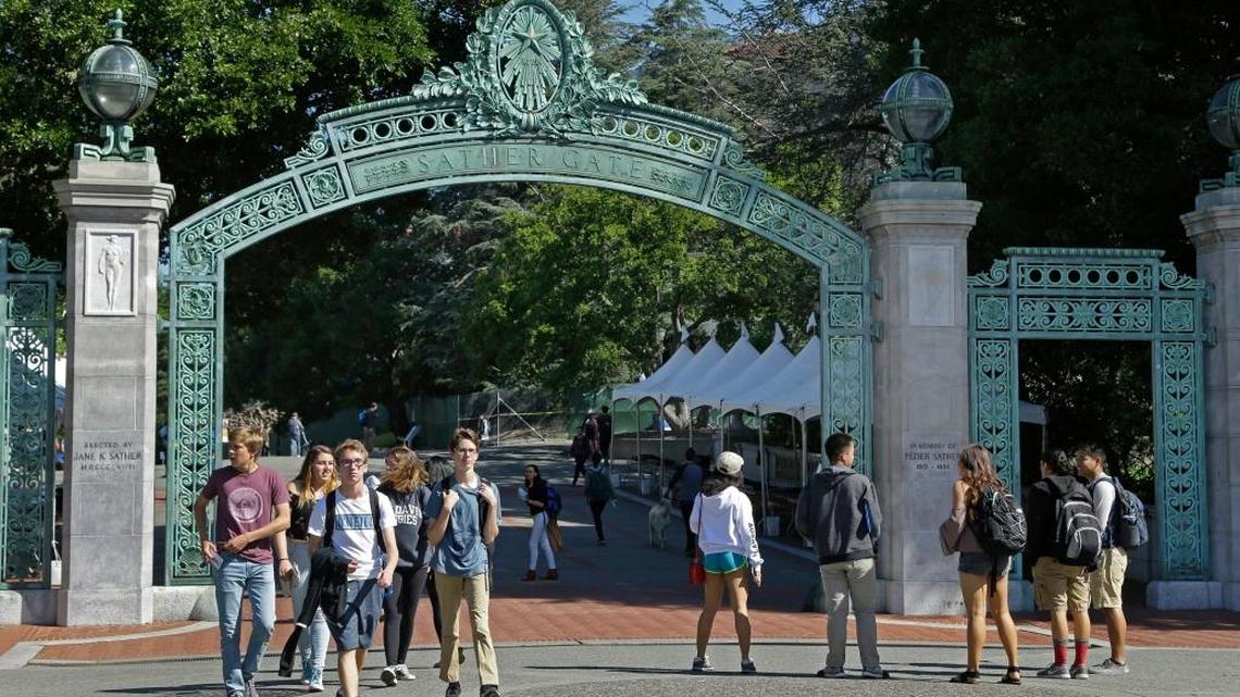Sather Gate on the University of California, Berkeley campus leads to Sproul Plaza, birthplace of the Free Speech movement. Ann Coulter threatened to speak there on Thursday if no more suitable venue was not provided by campus officials.