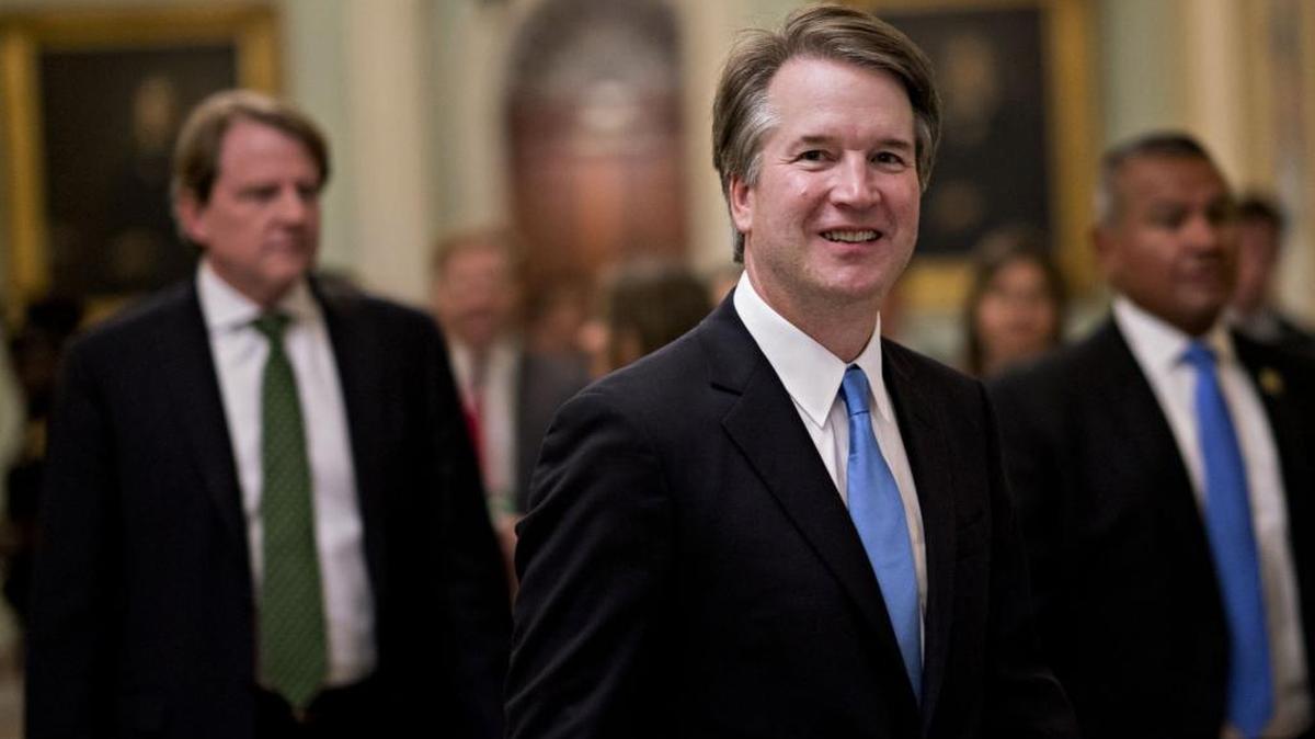 Brett Kavanaugh, U.S. Supreme Court associate justice nominee for President Donald Trump, walks through the U.S. Capitol.