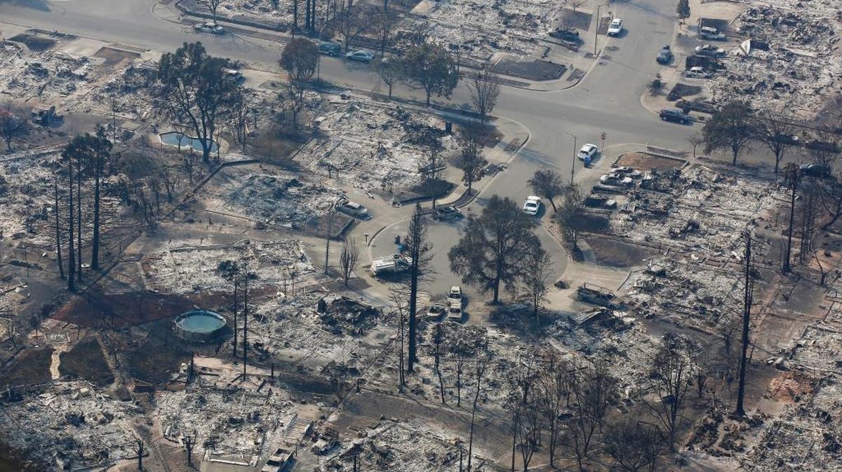 Burned out homes are seen in the Coffey Park area Wednesday in Santa Rosa.