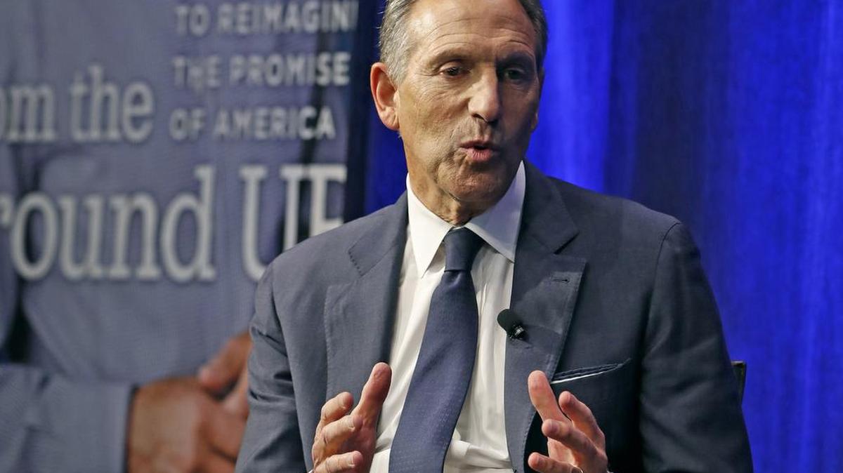 Former Starbucks CEO and Chairman Howard Schultz speaks during a book promotion tour on Monday in New York. Democrats across the political spectrum lashed out at the billionaire businessman after he teased the prospect of an independent 2020 bid.