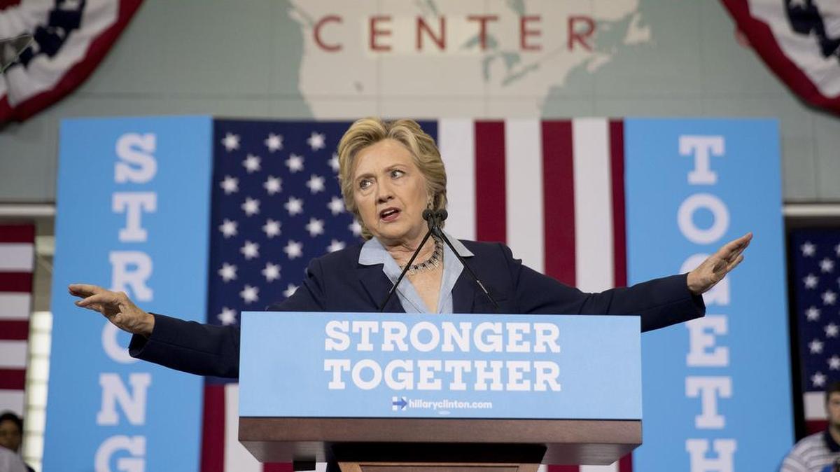 Hillary Clinton criticized Republican Donald Trump on taxes during a rally Monday in Toledo, Ohio.