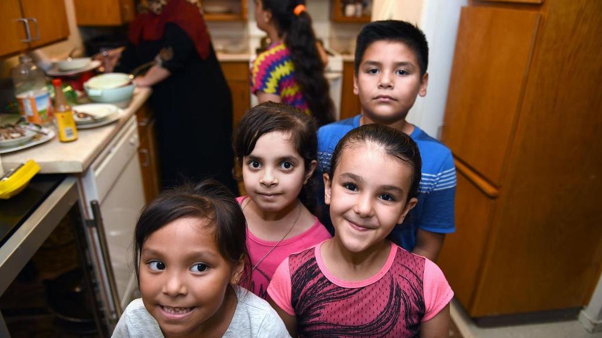 Children in the Al Jawabra family are pictured in their kitchen in Modesto. They were featured in 2016 on the television show Nightline’s special report on refugees in America.