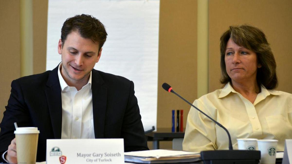 Turlock Mayor Gary Soiseth and City Councilwoman Amy Bublak in 2016, when they were allies on the Turlock City Council. Now they are running against each other and two other candidates.