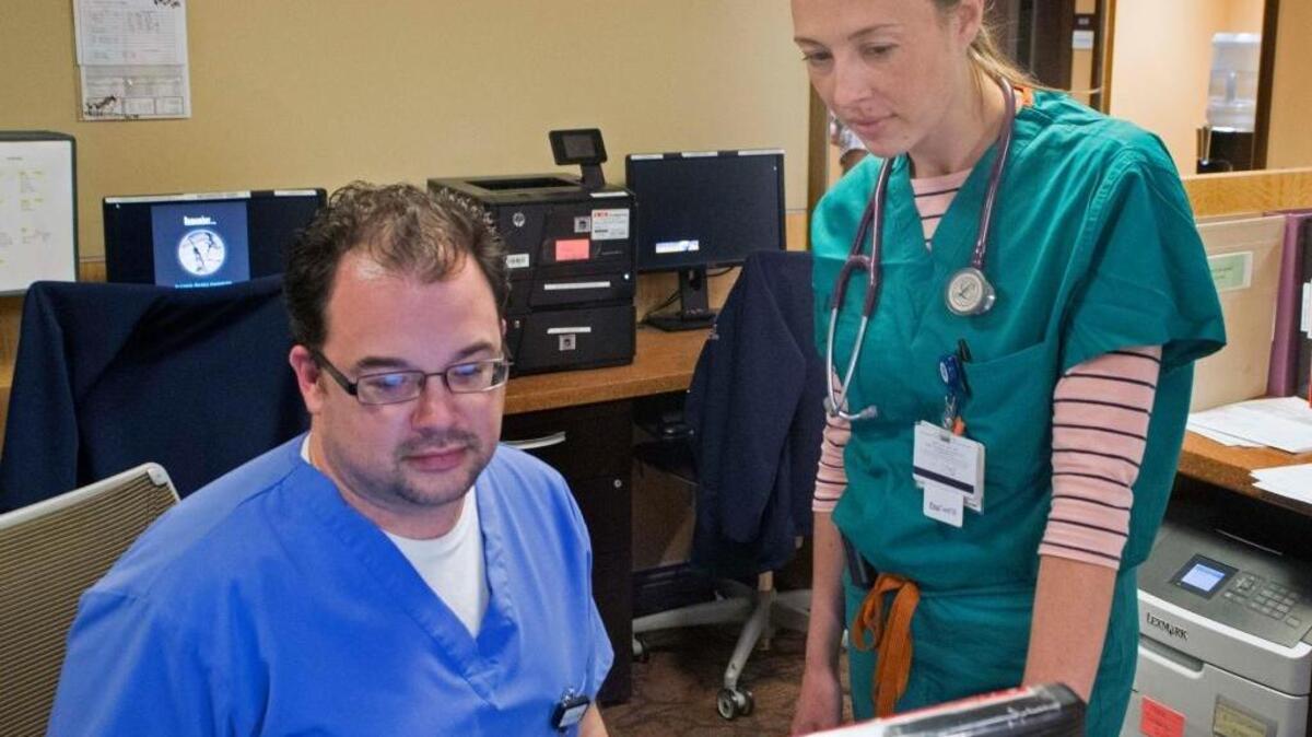 Two years ago, Nicole McLawrence was in her second year of residency in family medicine when she joined critical care technician Kenneth Perkins to view a patient’s data. Now she is in practice in Modesto.