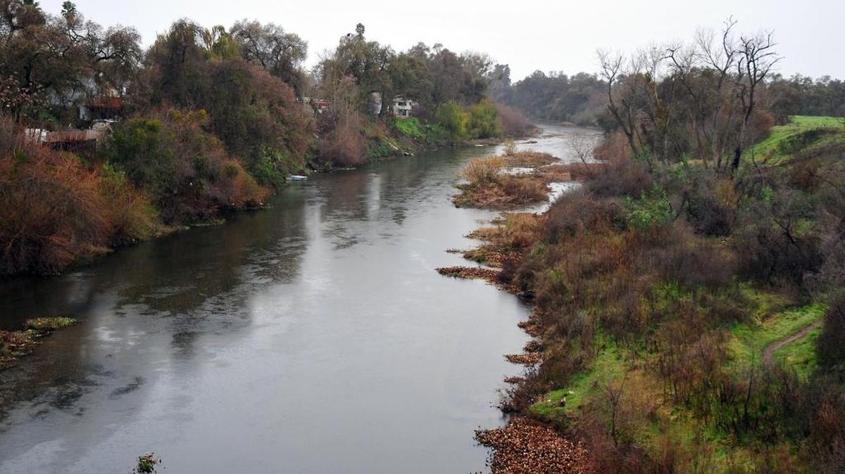 The Tuolumne River as it flows past Modesto near Carpenter Road.
