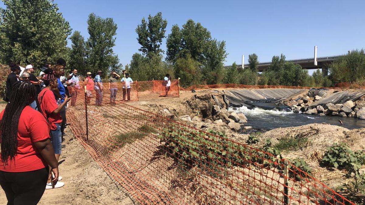 Teens from the Boys & Girls Club of Modesto toured the Tuolumne River Regional Park to see the improvements being made, including removal of the dangerous Dennett Dam.