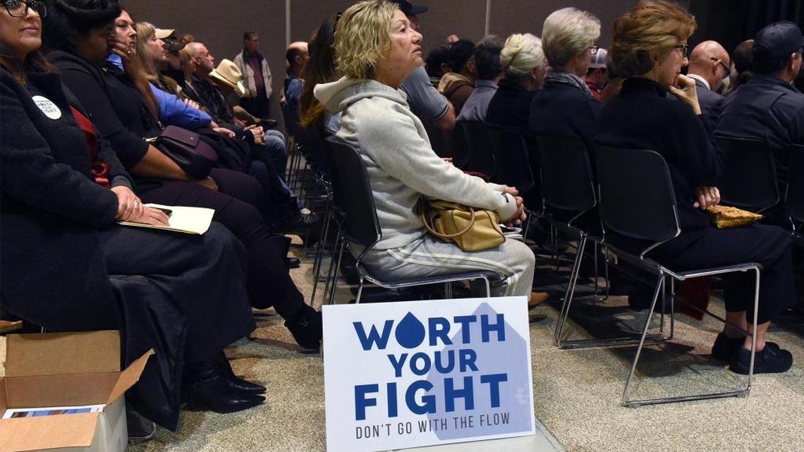 Some 1,200 rResidents of the Modesto area came to Modesto Centre Plaza to testify to the damage that will be done by the State Water Resources Control Board demands for more environmental flows on the San Joaquin River tributaries. Few of their concerns were addressed and the board’s demand were not altered.