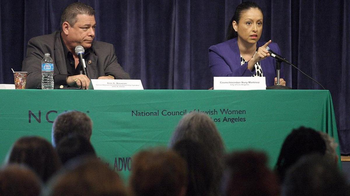 Eric Bauman, was senior advisor to Assembly Speaker John Perez at the time, was part of a forum with Los Angeles City Councilmember Nury Martinez in 2014. Bauman is being accused of sexual harassment.