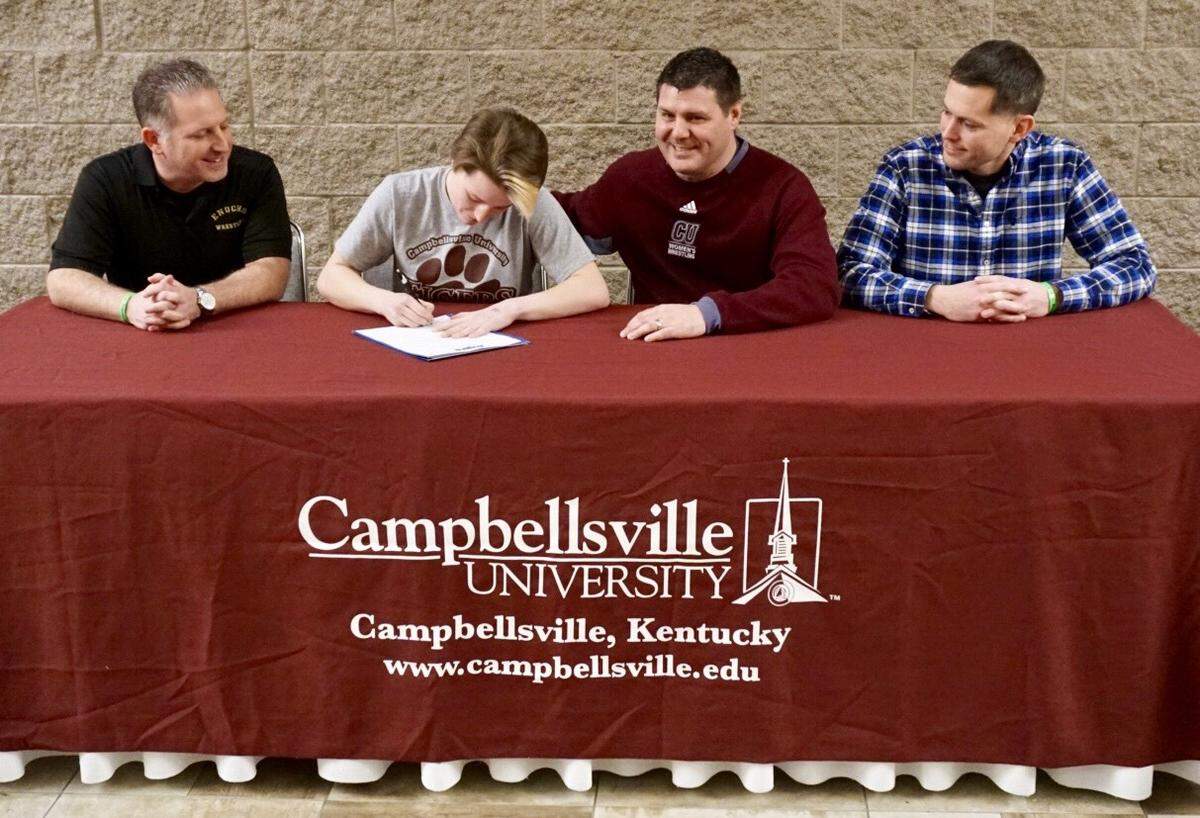 Enochs High senior Rory Coscia (center) announced her commitment to Campbellsville University in Kentucky, where she'll compete at the 116-pound weight class for the reigning Women's Collegiate Wrestling Association national champions. Coscia made the announcement Saturday, Feb. 24, 2018, during the CIF State Girls Wrestling Championships.