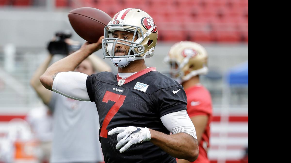 
Turlock native Colin Kaepernick, practicing at the 49ers minicamp June 9 in Santa Clara, will be at Del Rio Country Club on Monday for the third annual “Against All Odds” golf tournament, an event that raises money for Camp Taylor, which aids children battling heart disease.


