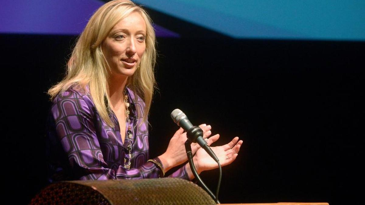 Modesto native Suzy Powell Roos, speaking at the Gallo Center for the Arts in 2013, was named to the Pacific-12 Conference All-Century Women’s Track and Field Team. Powell Roos is a three-time Olympian in discus.