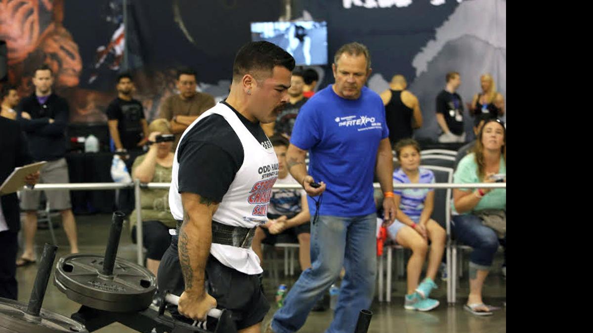 
Gustine resident Graciano Rubio competes in the Odd Haugen Strength Classic at the San Jose Fit Expo on June 13. The contest featured five classic tests of strength including a farmer’s walk, yoke walk, log press, deadlift and Mas wrestling. Rubio won four out of five events en route to a first place overall finish and became the newest Lightweight Pro Strongman. The win earns him an invitation to represent the U.S. at the 2016 Arnold Amateur World Strongman Championship in Columbus, Ohio, against the world’s best lightweight strongman competitors. 
