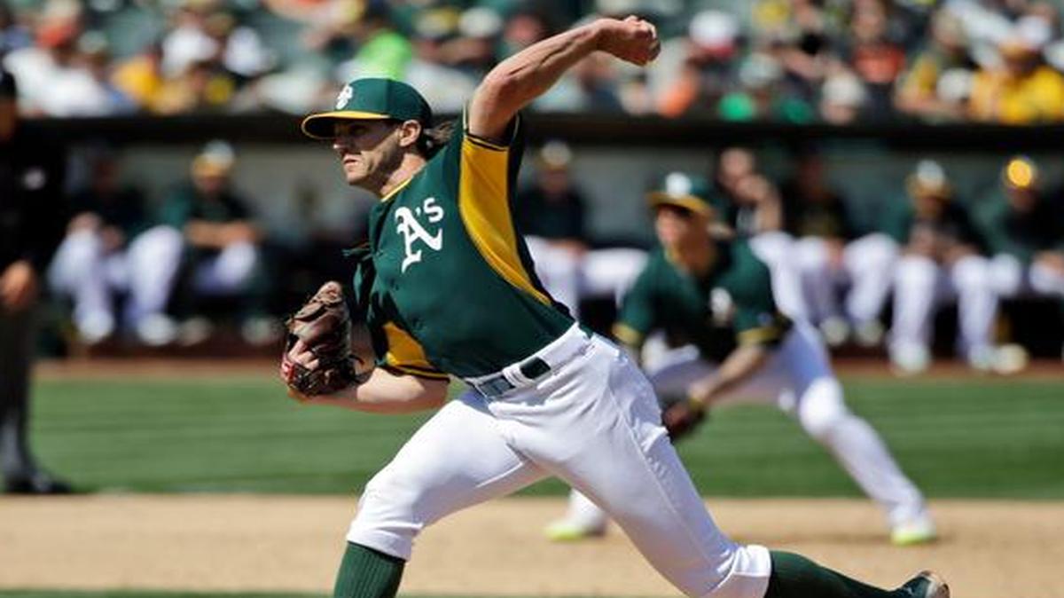 The A’s Barry Zito, after throwing a 1-2-3 sixth inning against the Giants on Saturday, will begin the season at Triple-A Nashville.