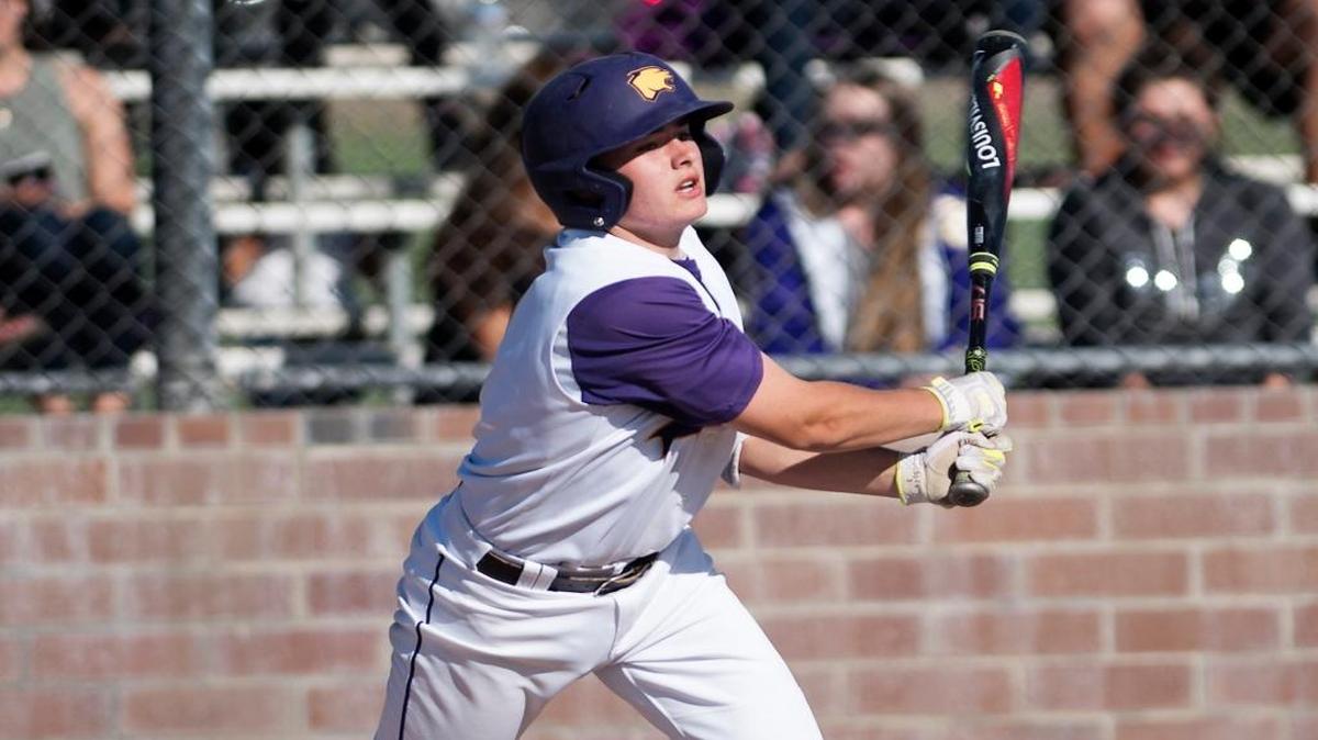 Escalon catcher Parker Cosby singles and later scored during the Trans Valley League game with Mountain House at Escalon High School in Escalon, Calif., on Wednesday, April 12, 2017.