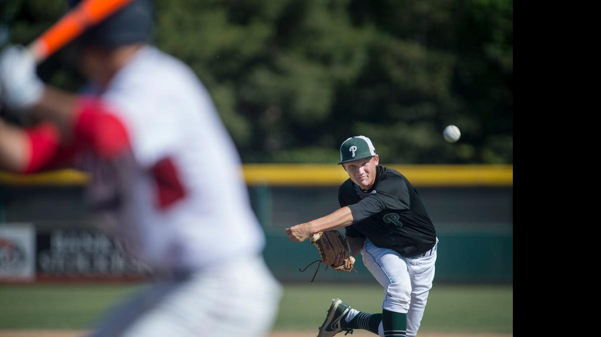 
Pitman’s Zach Wichman delivers a pitch during a Sac-Joaquin Section Division I playoff game with Beyer in Stockton on May 18.
