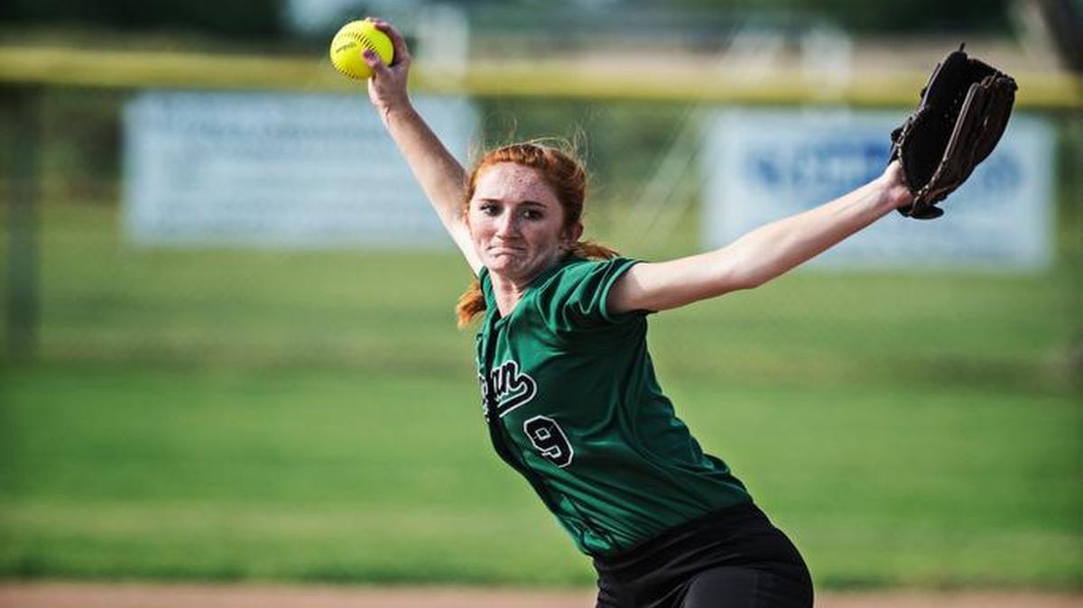 
Pitman senior Alexis Mettler (9) delivers a pitch during a game against Atwater at Atwater High School in Atwater, Calif., Friday, March 20, 2015. The Falcons beat the Pride 1-0. 
