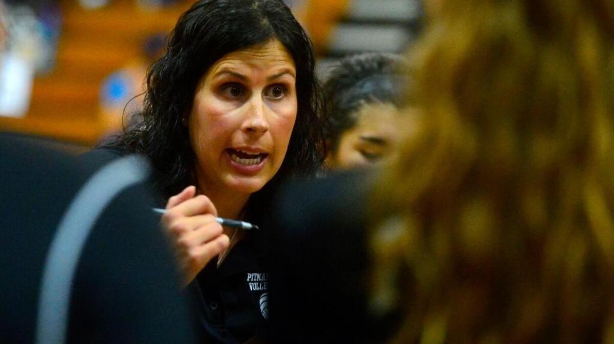 Pitman volleyball coach Kristen Pontes-Christian, shown instructing her team during a game last November, has led the Pride to six consecutive Central California Conference titles and three straight Sac-Joaquin Section Division I championships. She’s been named the Northern California Coach of the Year for the 2016-17 school year by the California Coaches Association.