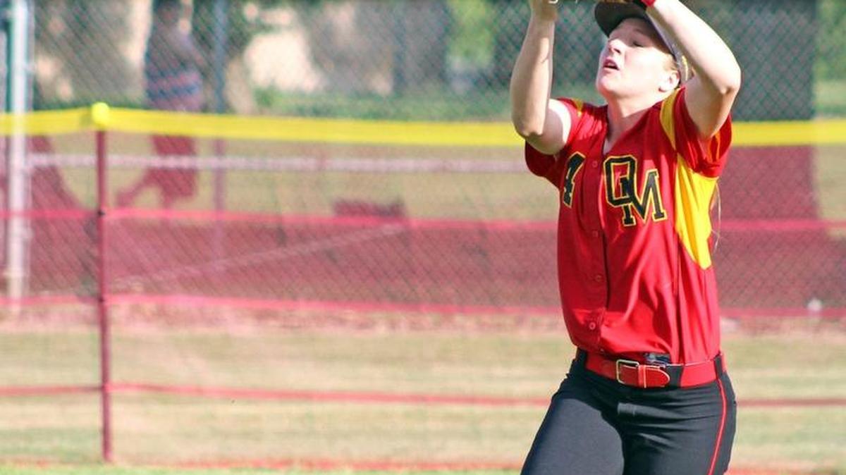 Oakdale right fielder Shay Trent settles under pop fly on Tuesday, April 12, 2016, against East Union during a Valley Oak League contest at Northgate Park in Manteca. The two will meet again on May 10 in Oakdale.