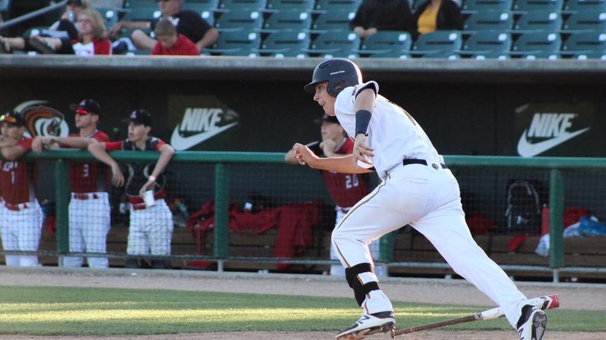 Gregori High senior Matt Dallas singles during the first inning of a 3-1 victory over Lodi High in the Sac-Joaquin Section Division I South tournament on Wednesday, May 17, 2017.