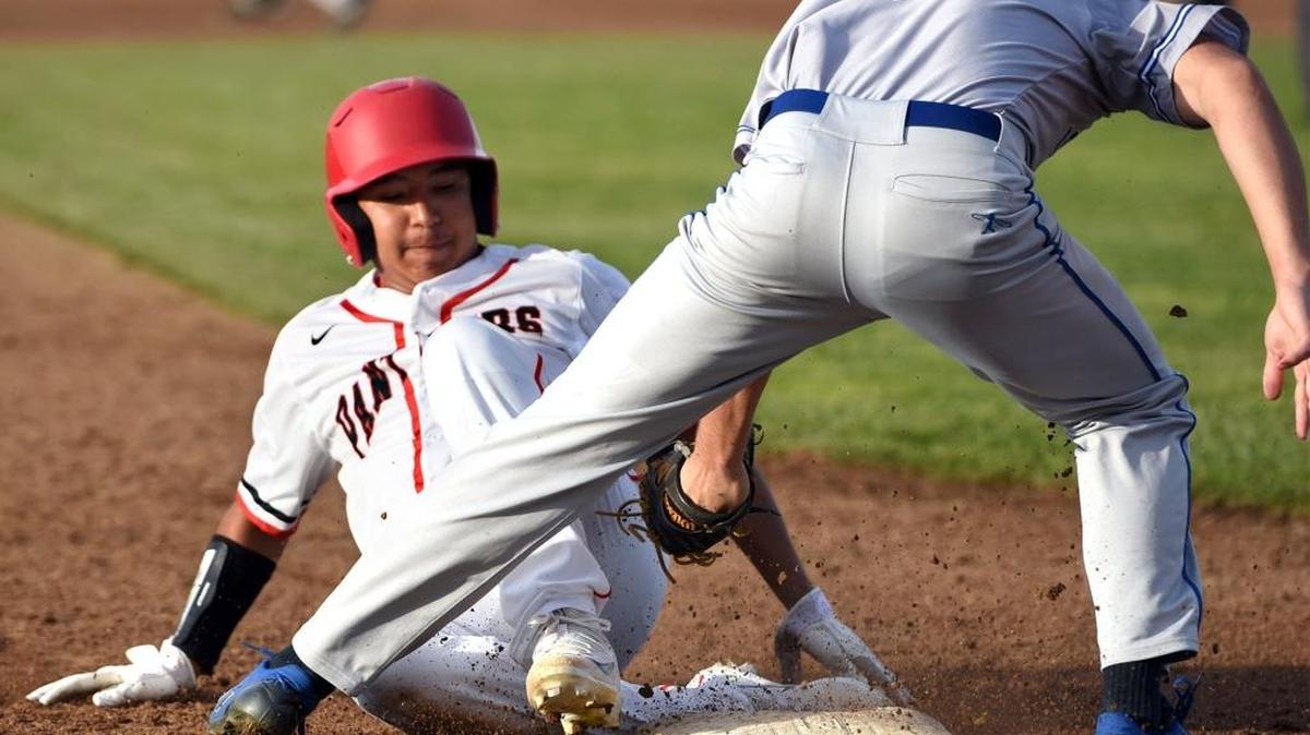 Modesto High School’s Carlos Castillo is tagged out at third base Thursday afternoon, March 9, 2017, during a game against Sierra High in the opening round of the Pedretti Baseball Tournament at Modesto High School.